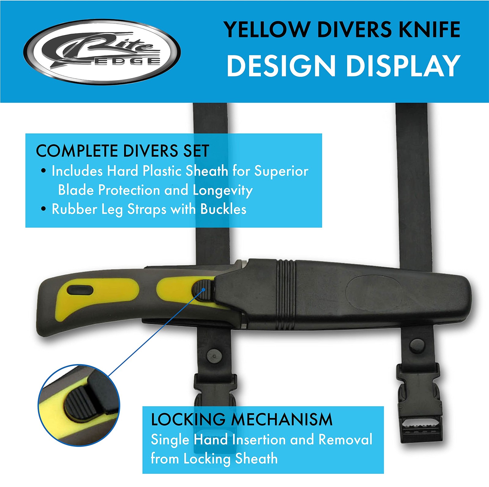 New Rite Edge Diver’s Knife Yellow Fixed Blade Knife 210424YW