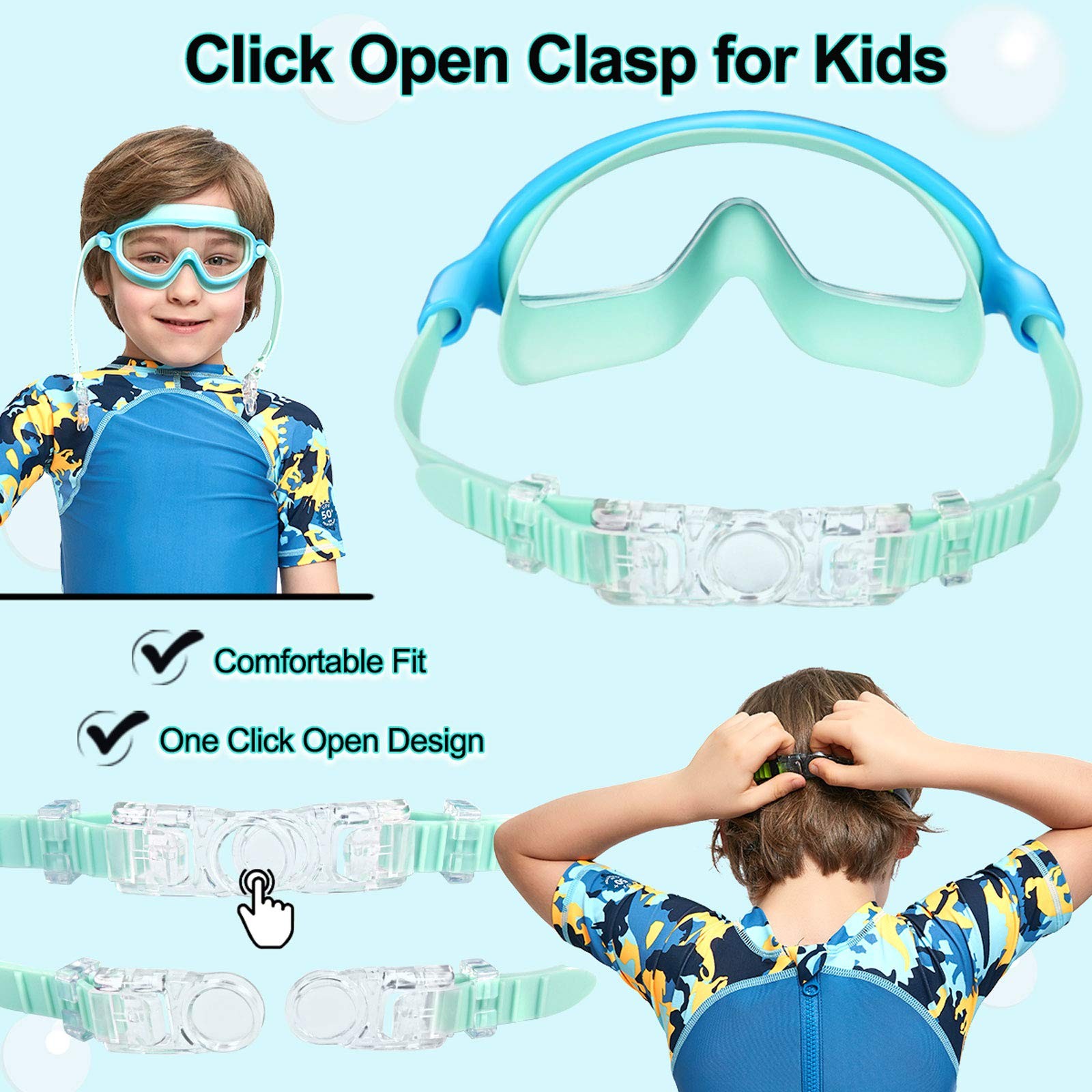 Seago Swim Goggles 2 Pack Anti-Fog 7.08*2.8*2.6in, Light Blue & Black/Green