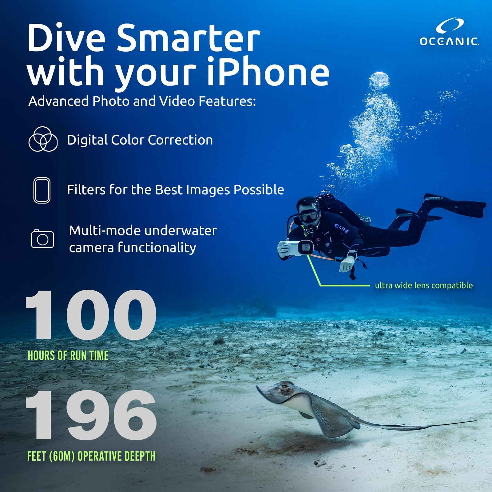 OCEANIC+ iPhone Waterproof Case for Snorkeling & Diving, Turn Your iPhone int…