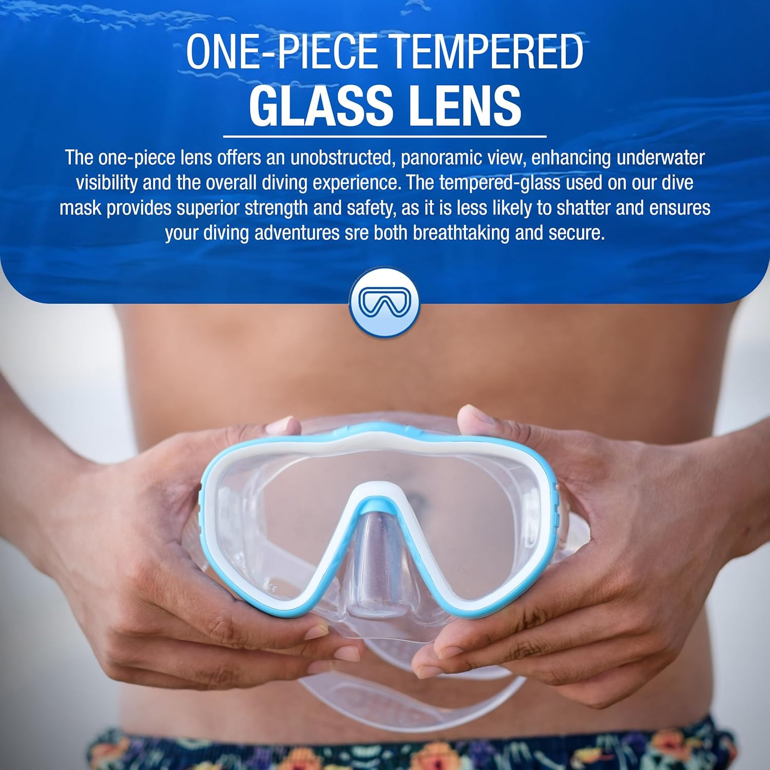 Kraken Aquatics Scuba Diving Mask – Tempered Single Lens Glass Anti-Fog Snorkel