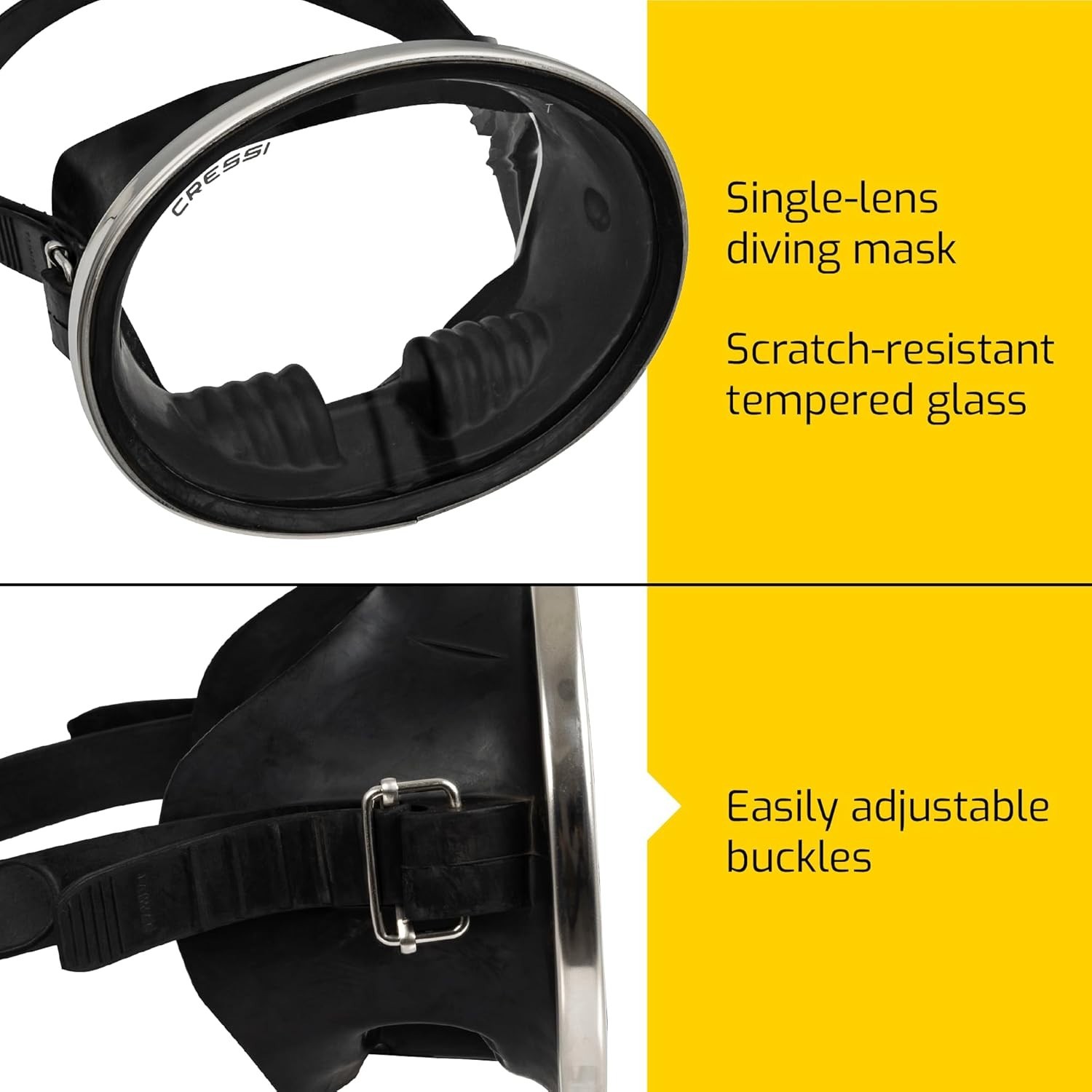 Classic Retro-Style Freediving Mask – Oval Tempered Glass Lens – Pacifico: De…