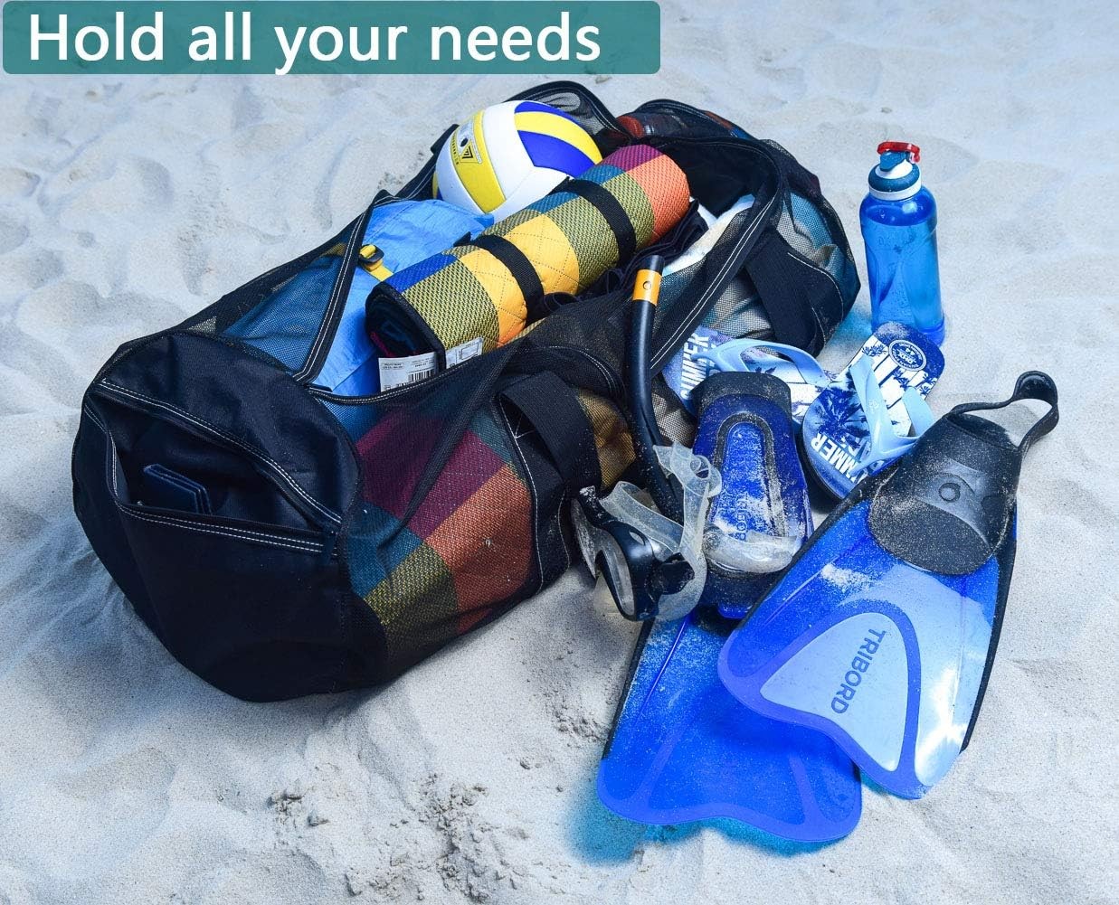 Bulex XXL Mesh Duffle Bag for Scuba Dive or Snorkel Gear, Extra Large, Black