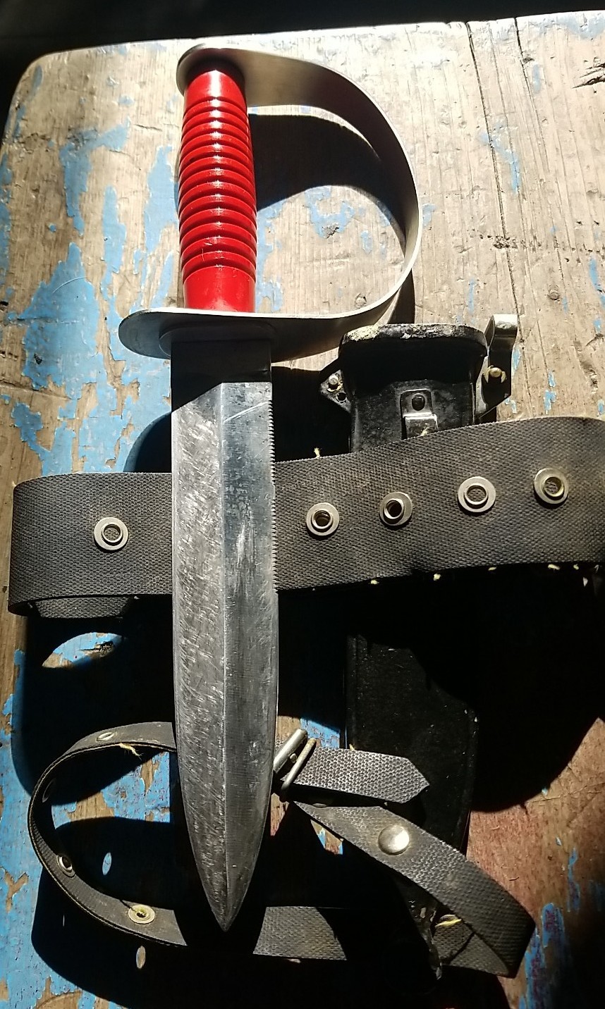 Vtg Puma Frogman Retention Combat D Guard Diving Knife Scuba Red Original Straps
