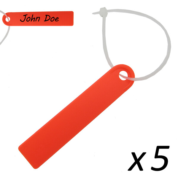 Scuba Diving Surfing Swimming Plastic Waterproof Name Tag 5pc (Orange)