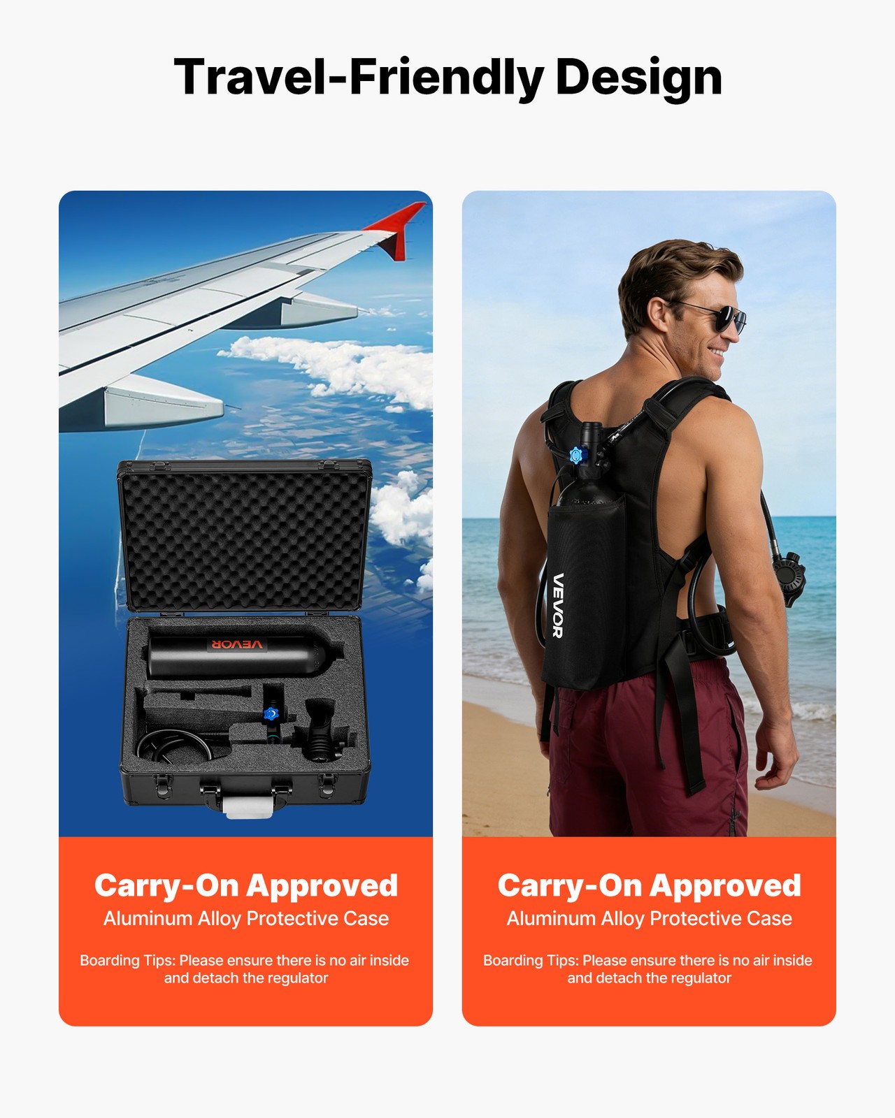 VEVOR Mini Scuba Tank 1.9L Portable Diving Lung Tank with Backpack Case 30-35min