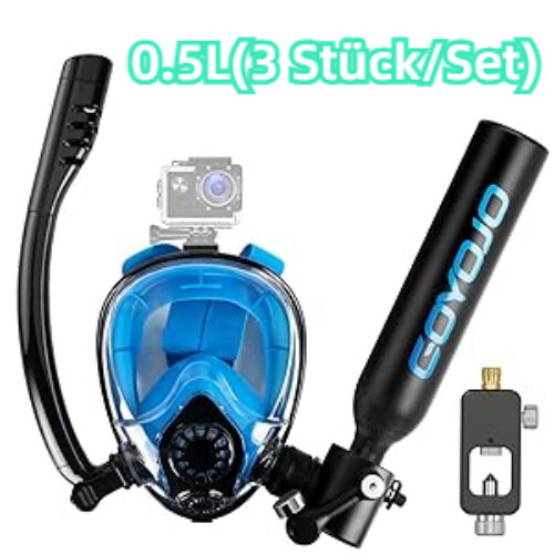 0.5L Mini Scuba Diving Tank 15-20Mins Underwater Breather +Snorkel Mask +Adapter