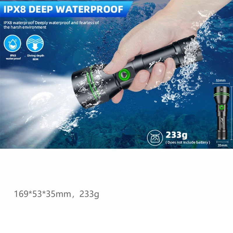 Dive Lights Scuba P70 LED Diving Flashlight Underwater Lights Diving Torch