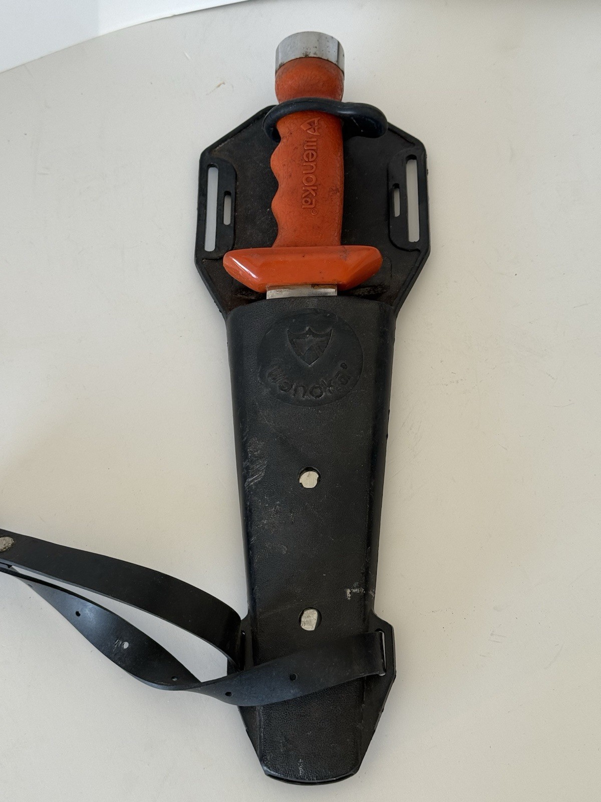 Wenoka 7799 King Dive Knife Abalone Made In Japan Orange Handle