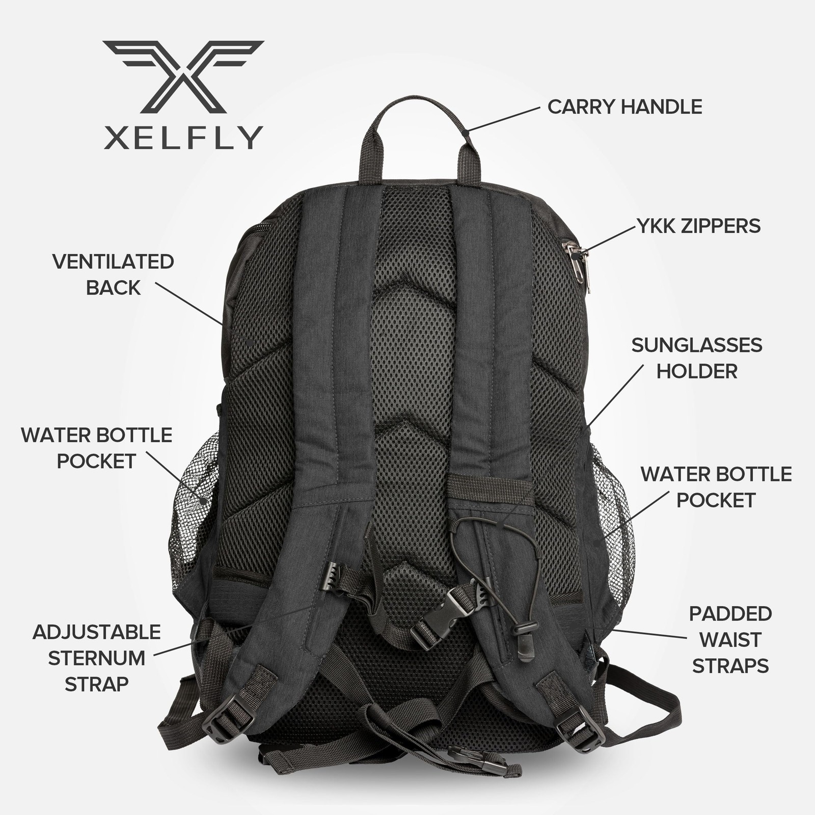 Xelfly 25L Basketball Backpack with Ball Compartment – For One Size, Black