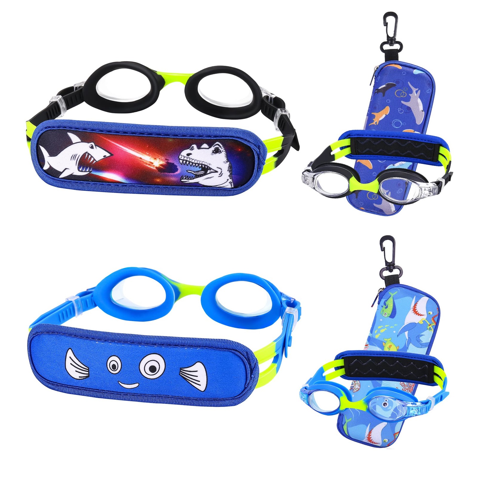 RUIGAO 2PK Kids Goggles, Toddler Swim Goggles Pain Large, 2pk – Black & Blue