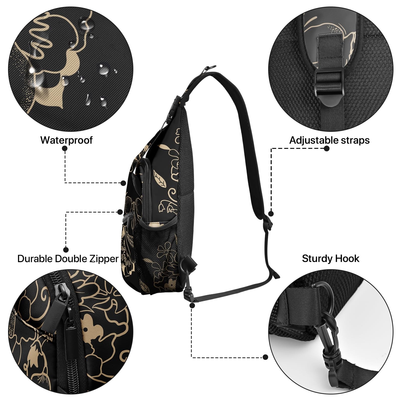 Yamegoun Skull Sling Bag Travel Backpack Crossbody Medium, Slingbag-5