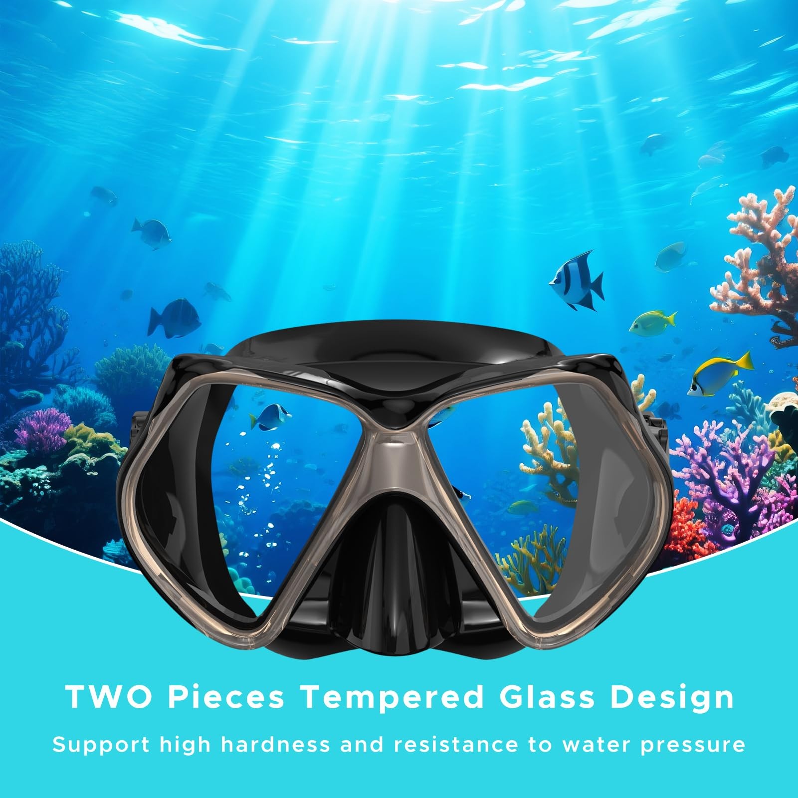 Snorkeling Gear for Adults, Dry Snorkel, Mask Set Adult, Diving Gray+Blue