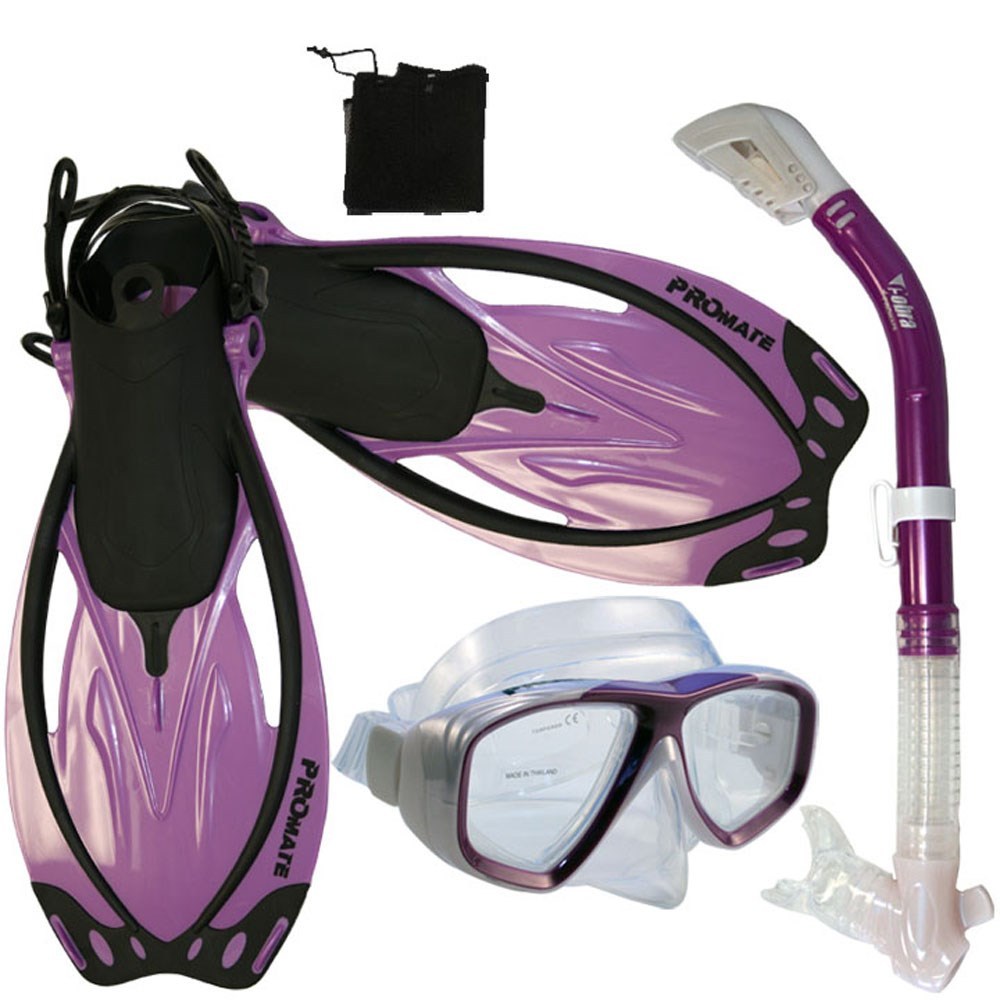 Snorkeling Diving Gear Package Set : Mask Dry Snorkel Fins