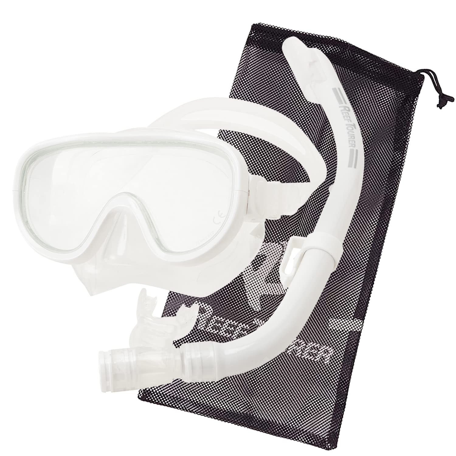 Reef Tourer RC0105 Adult Single-Window Mask & Snorkel Set, Adult, White