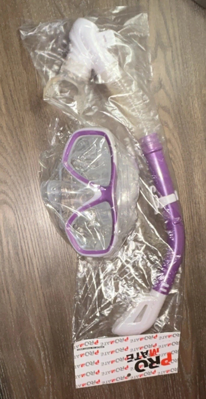 PROMATE Cobra Snorkel Mask Set MK280 Purple Diving Swim Gear Snorkel Equipment