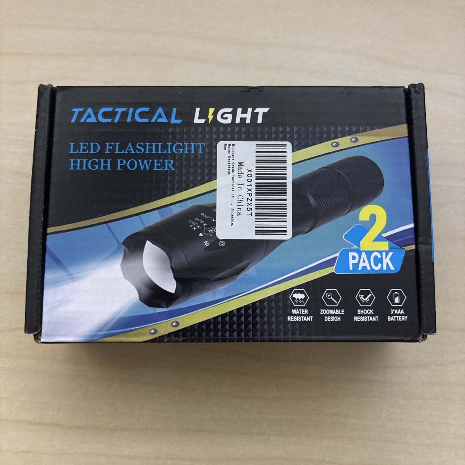 Military Tactical Light LED Flashlight High Power 5-Modes Water Resistant 2/pcs