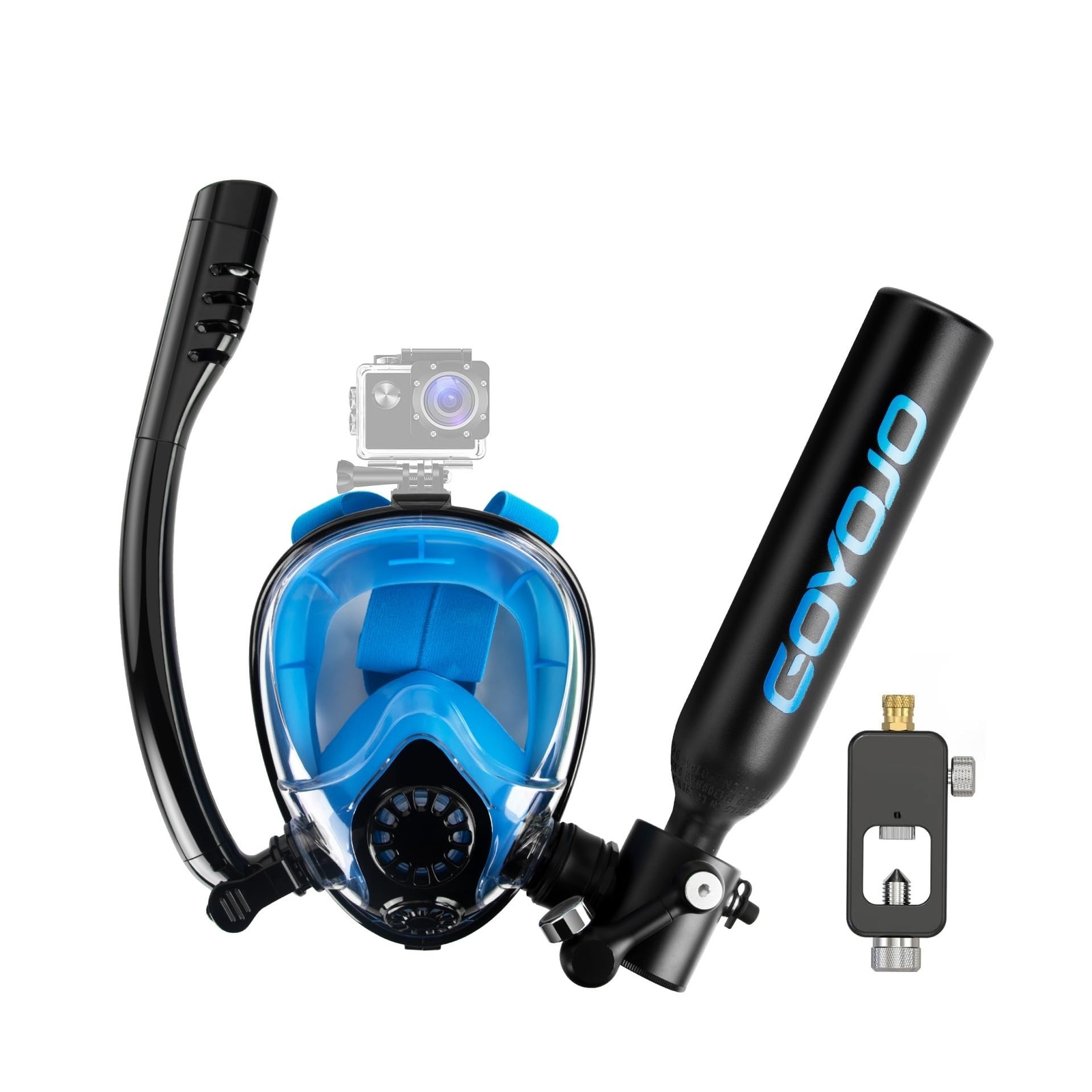 GOYOJO Diving Tank and Snorkel Mask Combo, 0.5L Portable Mini Scuba Black Oxy…
