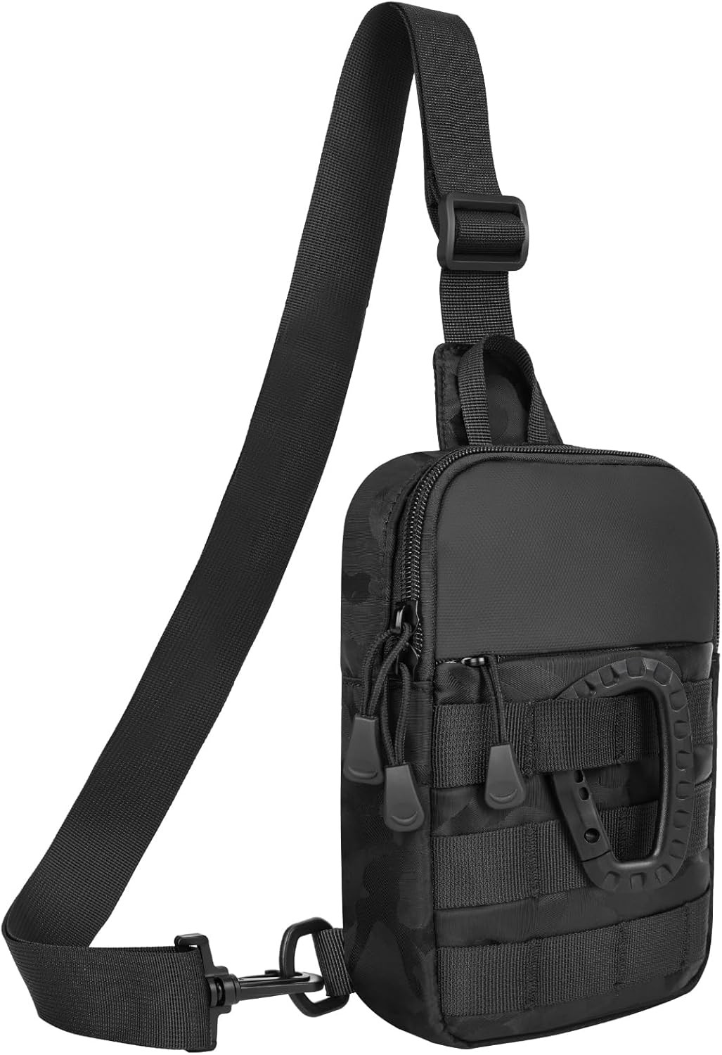 Small Sling Bag for Men, Tactical Inspired Waterproof Utility EDC Black Camo