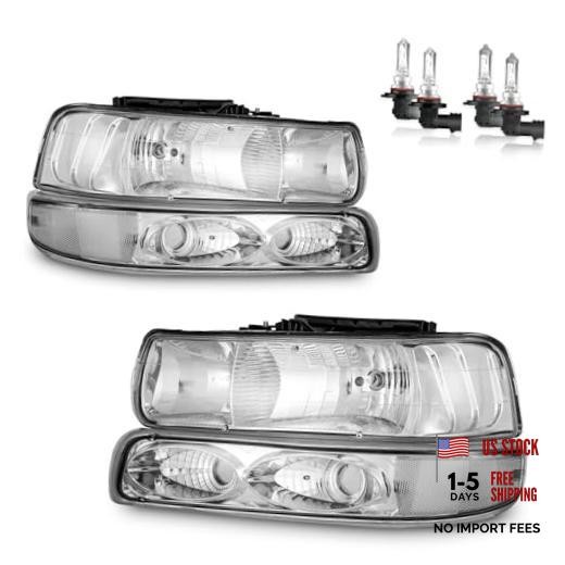 Headlights Assembly OE Replacement Chrome Housing | With High & Low Beam Bulbs