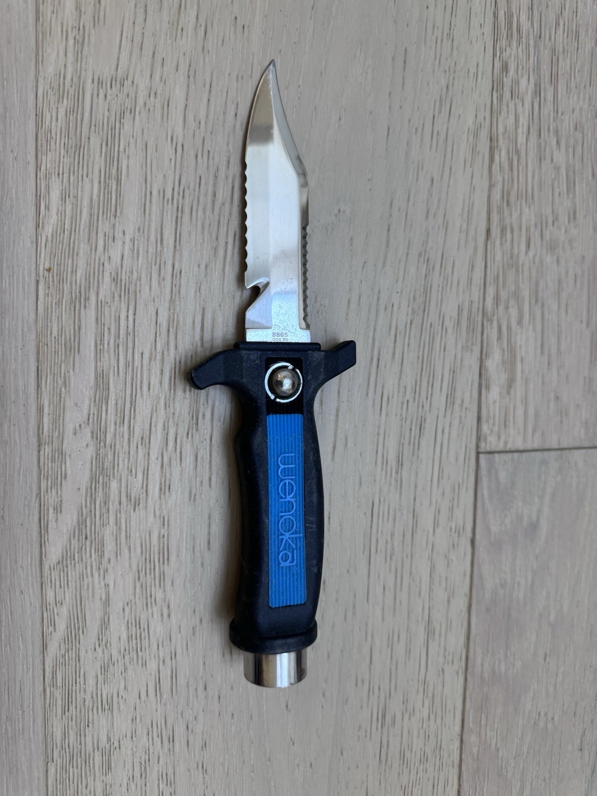 Wenoka Sea Style Diving Knife 8865 304-SS Leg Strap Blade Sheath 940-S Blue USA