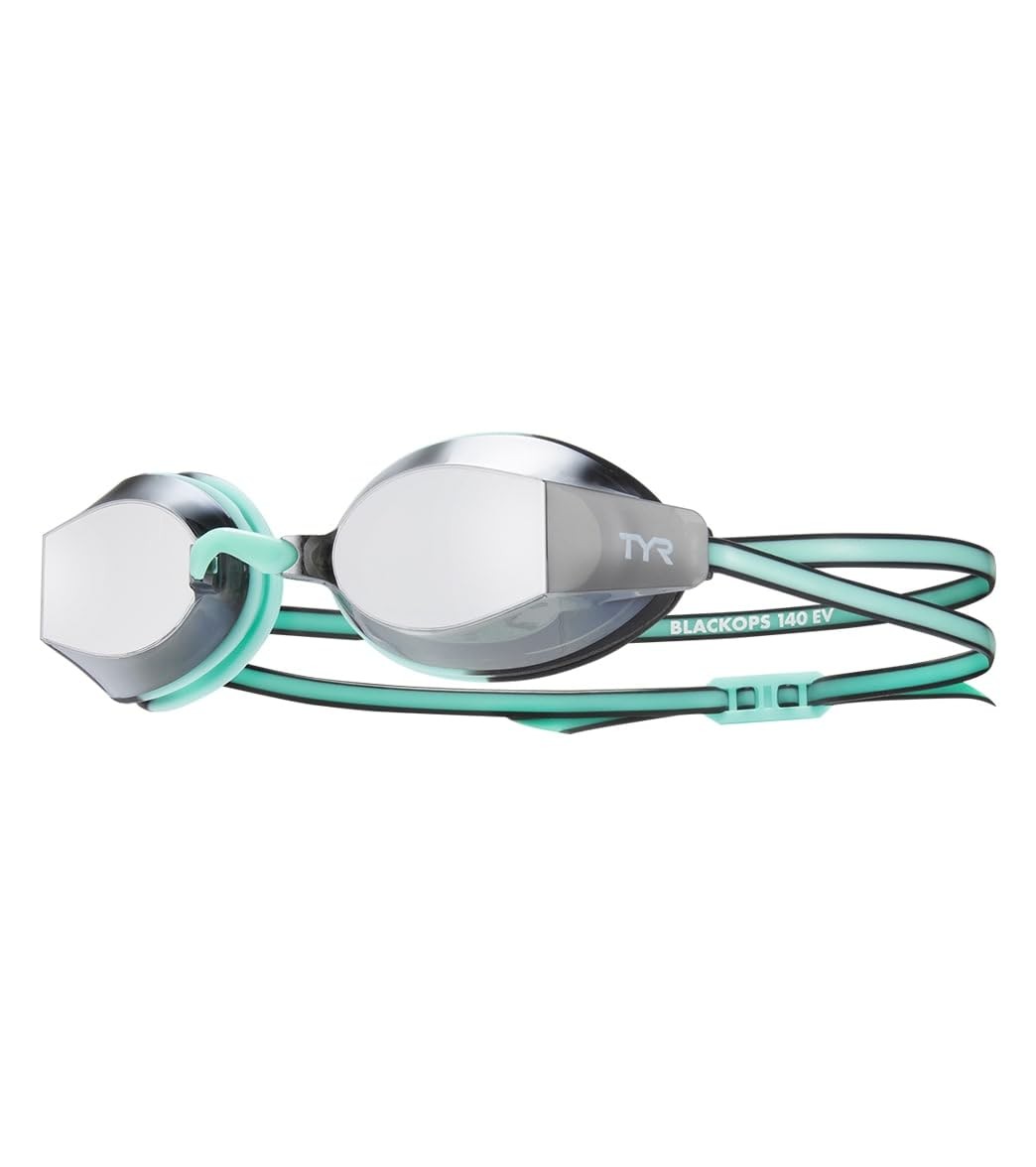 TYR Black Ops 140 EV Racing Mirrored Swim Goggles One Size, Silver/Mint/Black