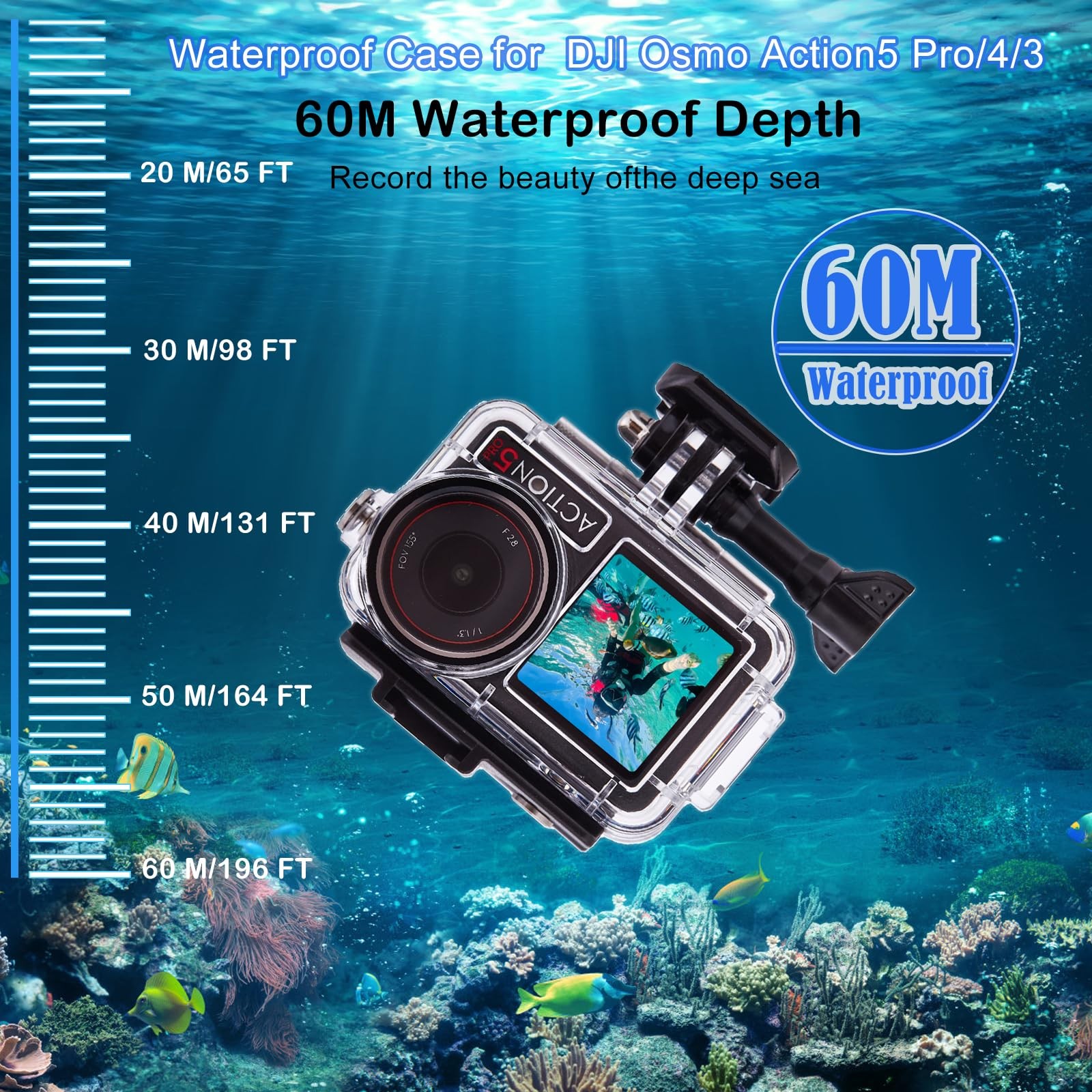 UnisonPet Waterproof Case for DJI Osmo Action 5 Pro/4/3 with 3 Pack black