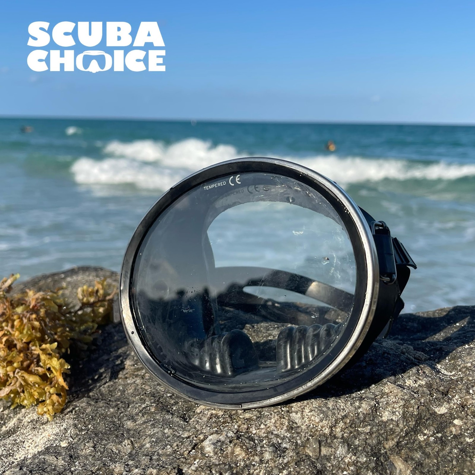 Spearfishing Free Dive Mask Classic Rubber with Tempered Glass Lenses Oval Shape