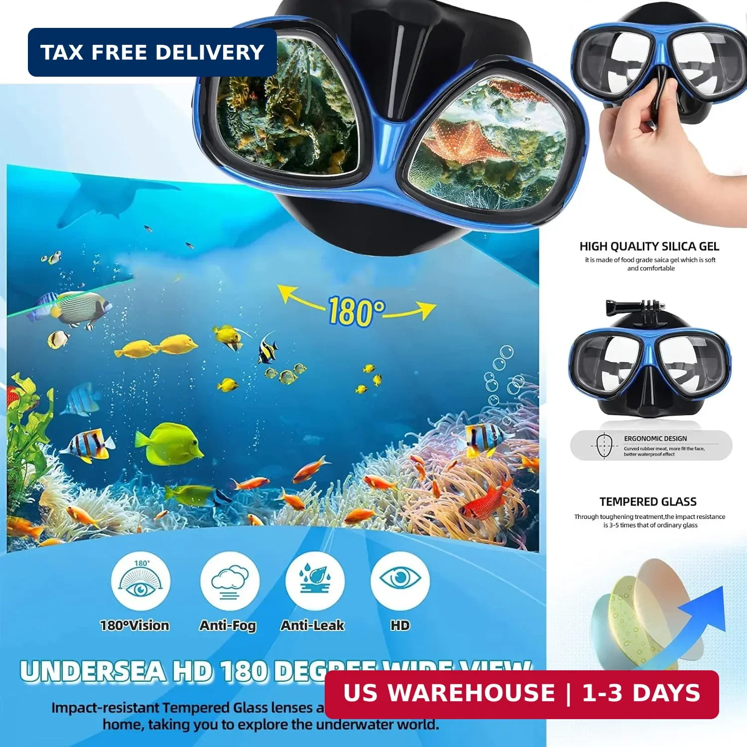 Nearsighted Snorkeling Gear for Adults Youth, Professional Full Dry Top Silicone