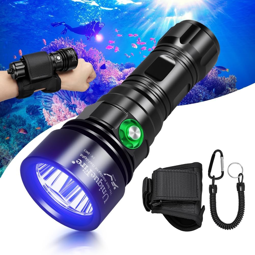 UniqueFire D03 Scuba Dive 365nm UV Black Light 3LED Underwater Diving Flashlight