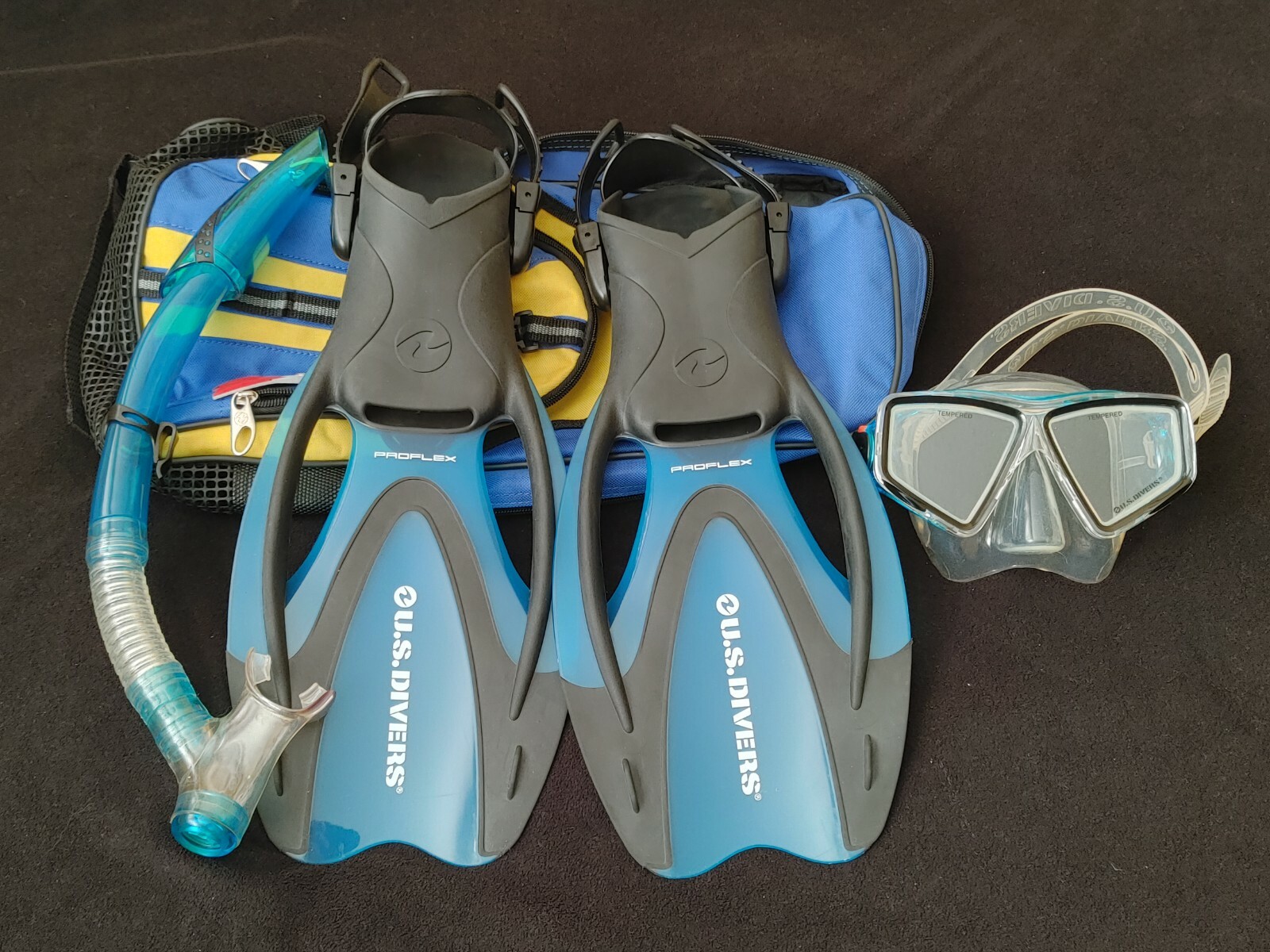 US Divers Explore Adult Snorkeling Set Blue L/XL EUC