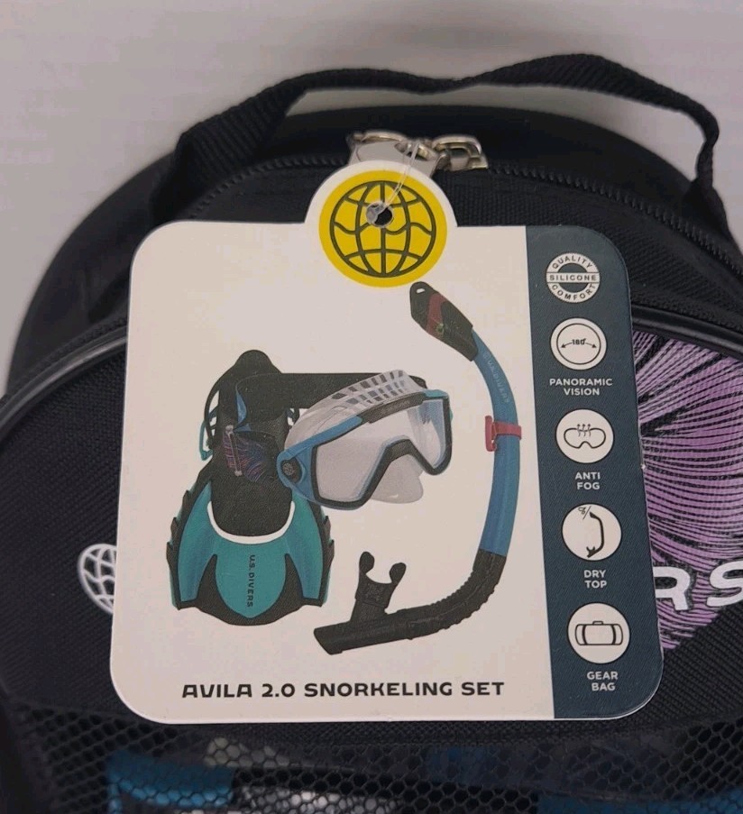 U.S. Divers Avila 2.0 Paradise Adult Snorkel Set Betta Black Blue Size Medium