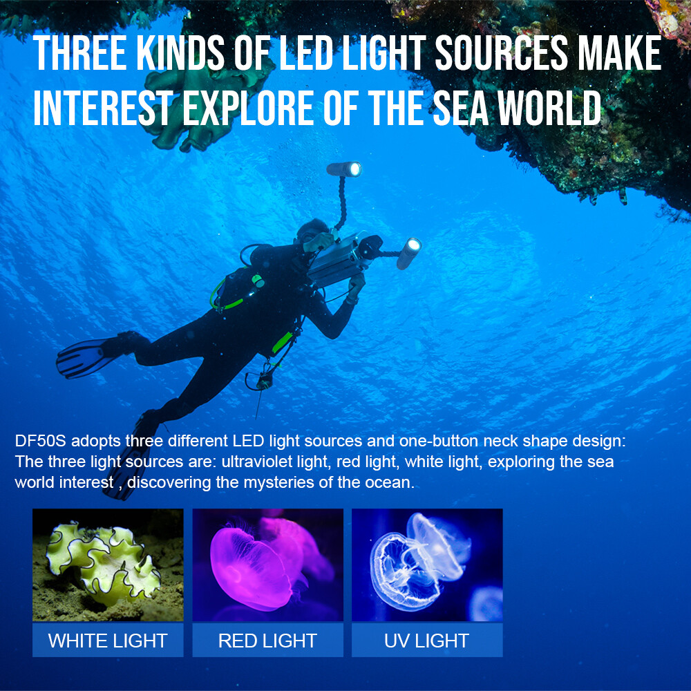 Trustfire 6500 Lumen TypeC led Diving Light Snorkeling Scuba LED Flashlight R/UV