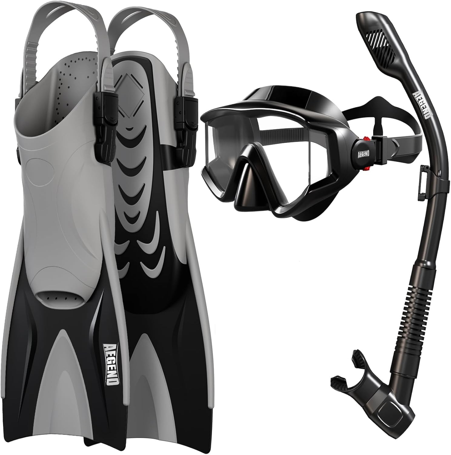 Aegend Snorkeling Gear for Adults Men Women: Anti-Fog Panoramic Mask Set, Adjust