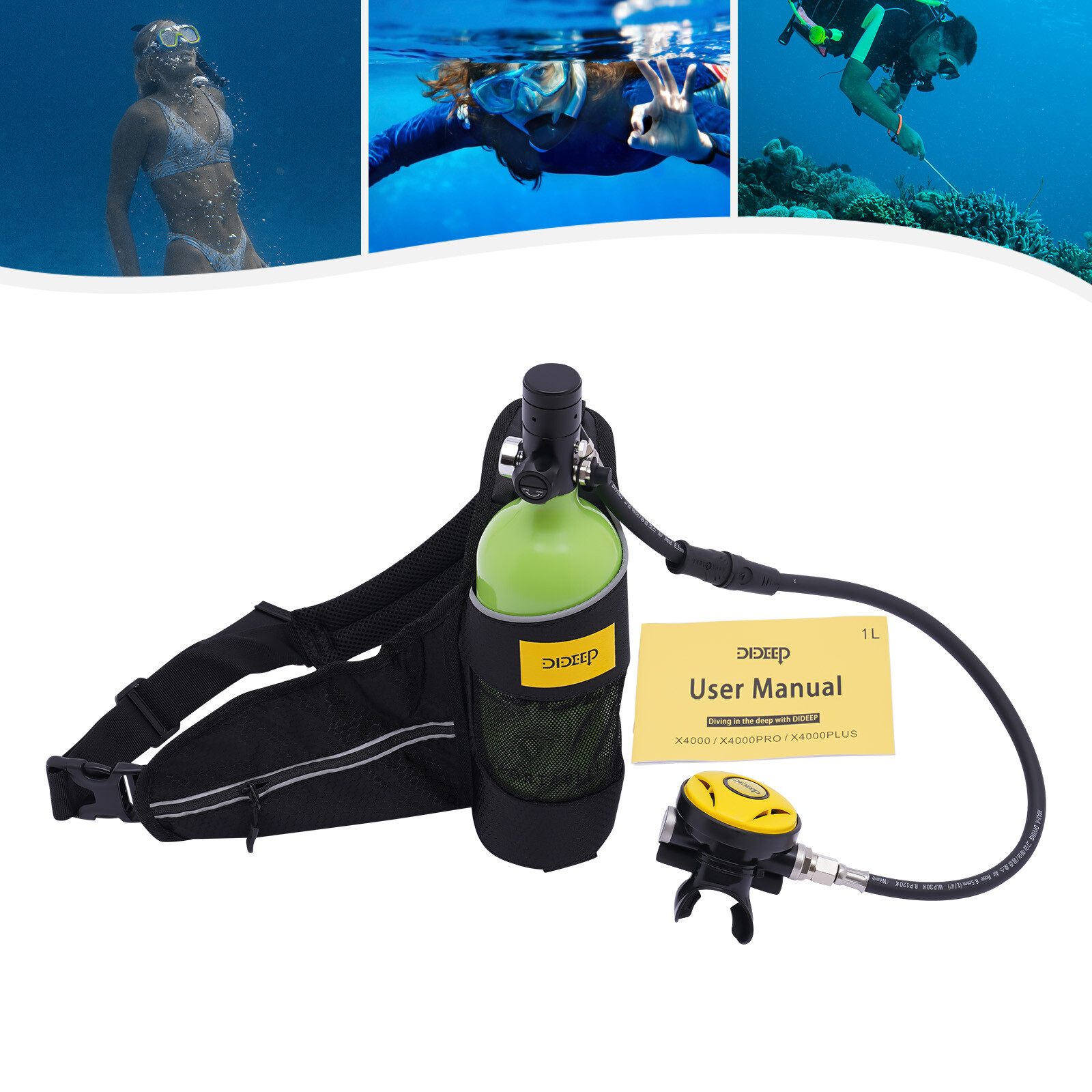 1L Mini Scuba Tank Portable Diving Breathing Device 10m/32.8ft