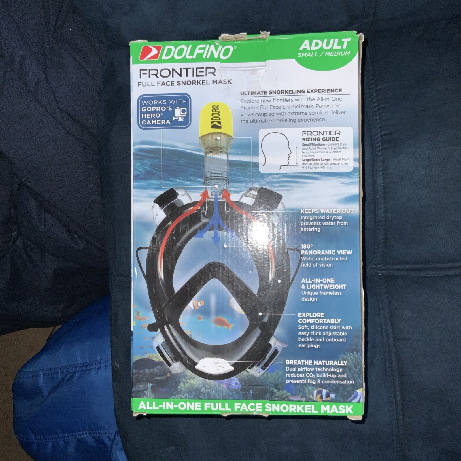 Dolfino Frontier All-in-one Full Face Snorkel Mask Adult Small/Medium