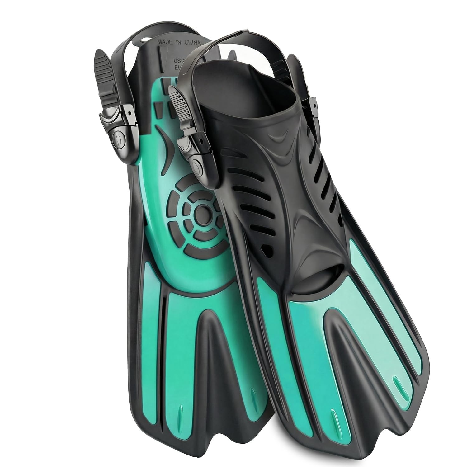 Diving fins Snorkeling Gear for Adults L/XL (Men 9-13 / Women 10-14), GREEN