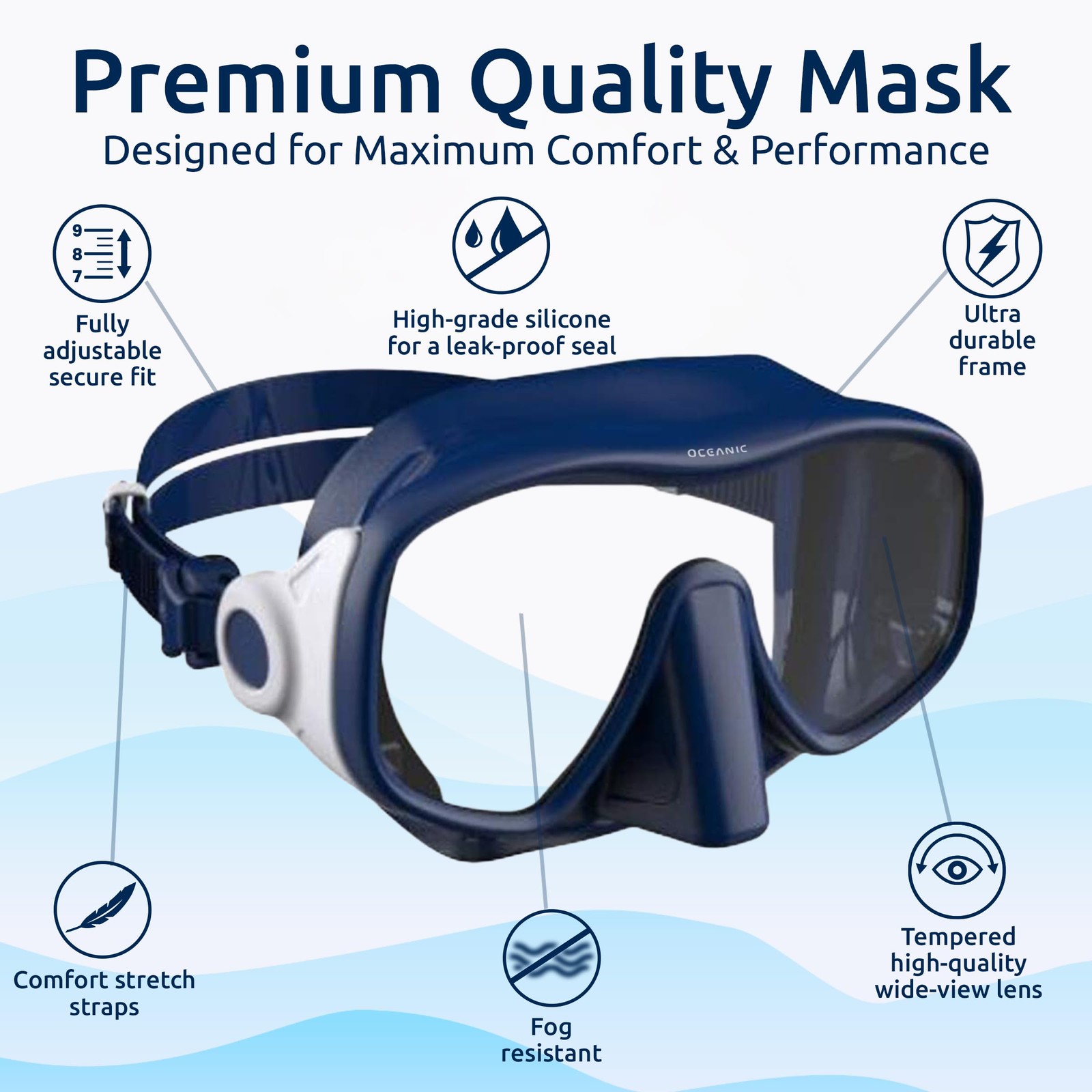 Snorkel for Adults, Frameless Single Lens Dive with Tempered Glass, Soft Sili…