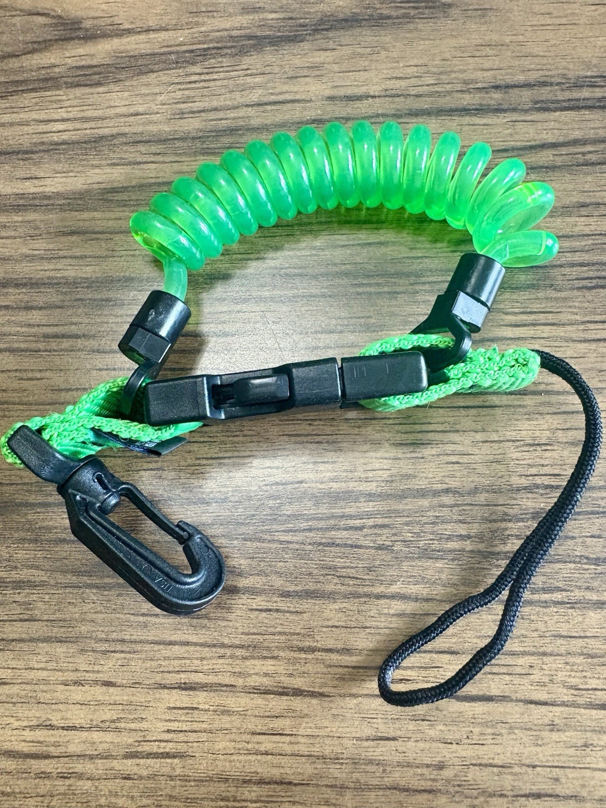 Cetacea Green Coiled Scuba Lanyard with Adjustable Strap and Quick Release