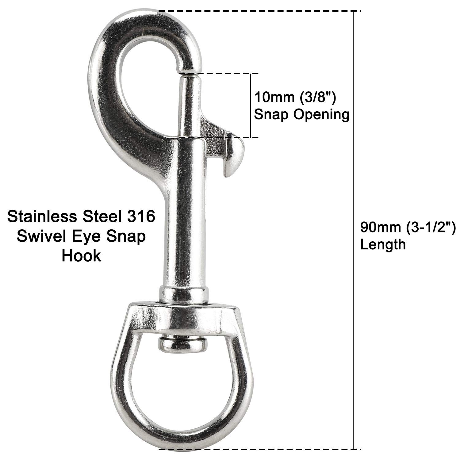 Yaegoo 4 Pack 316 Stainless Steel Swivel Eye Bolt Trigger Snap Hooks 3-1/2» …