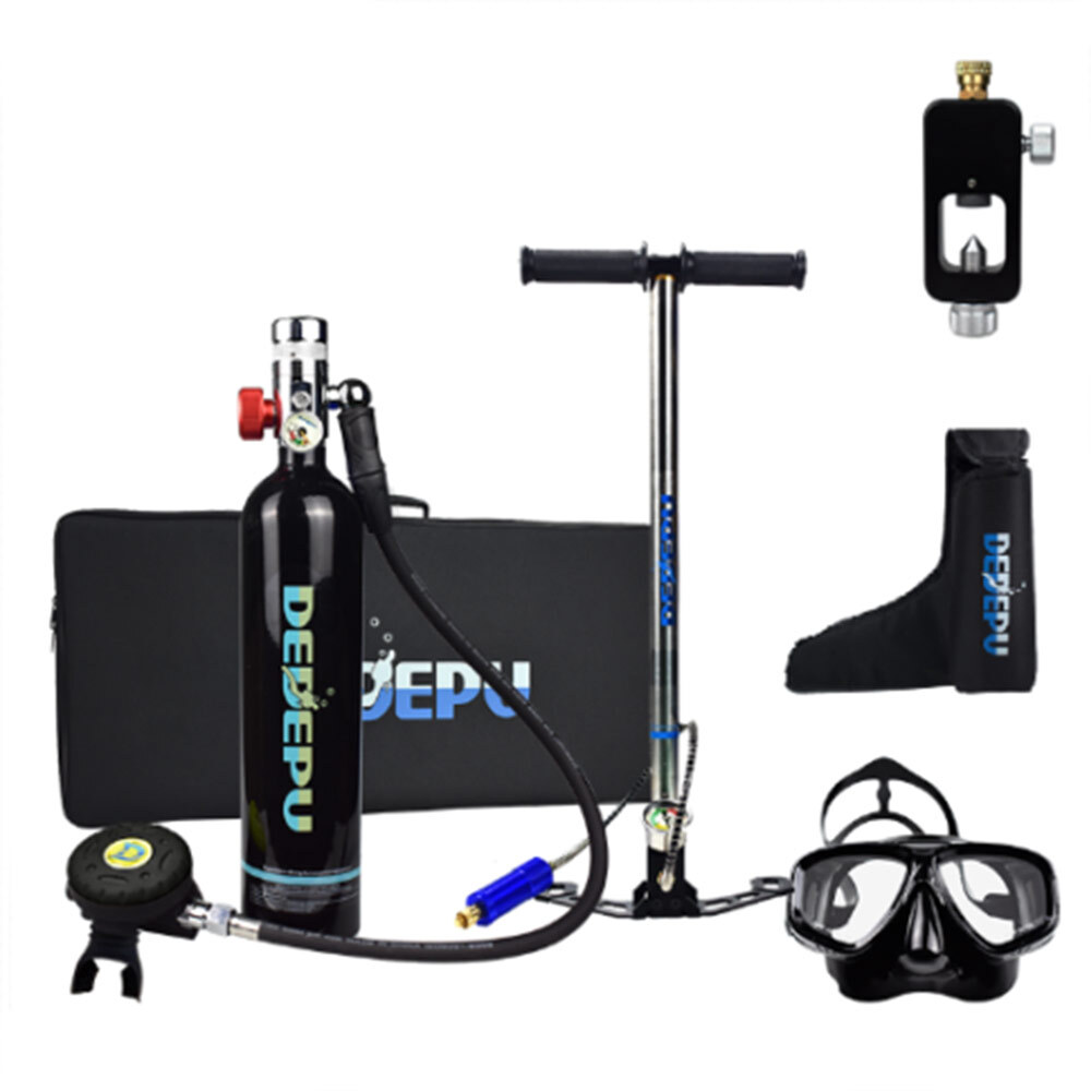 DEDEPU Scuba Diving Tank Kit 1L Oxygen Tank+Diving Goggles+High Pressure Pump US
