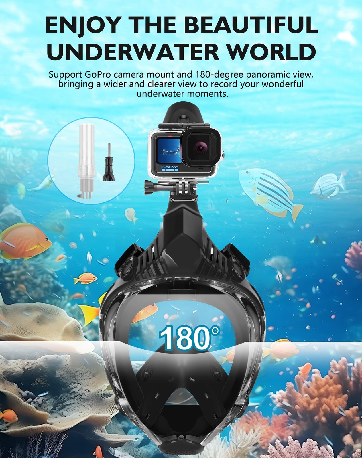 Full Face Snorkel for Adults, Snorkeling Gear with Waterproof Pouch, Unisex f…