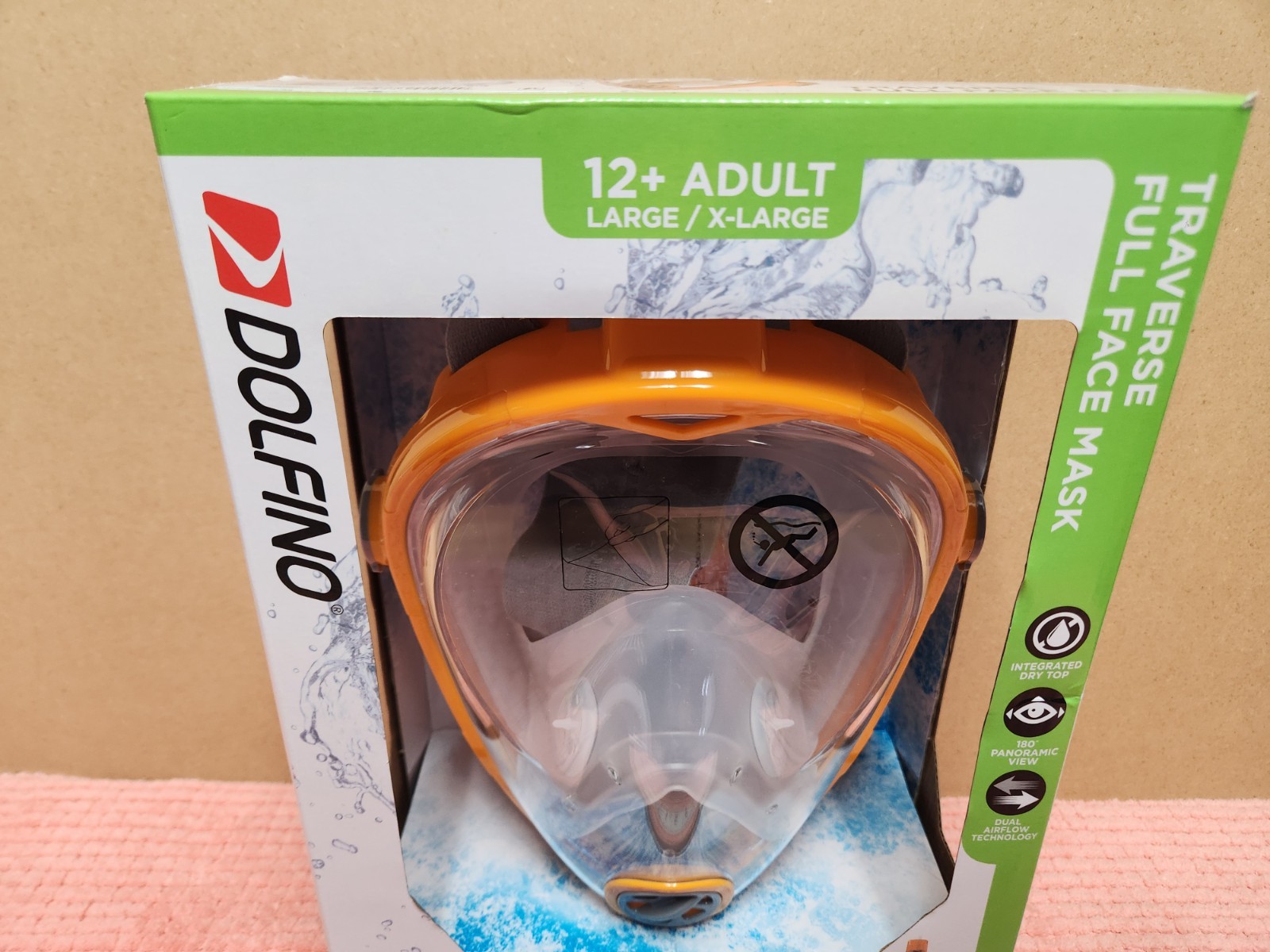 Dolfino Traverse Full Face Snorkel Mask w/ Air Exchange System Adult Sz L/XL NEW