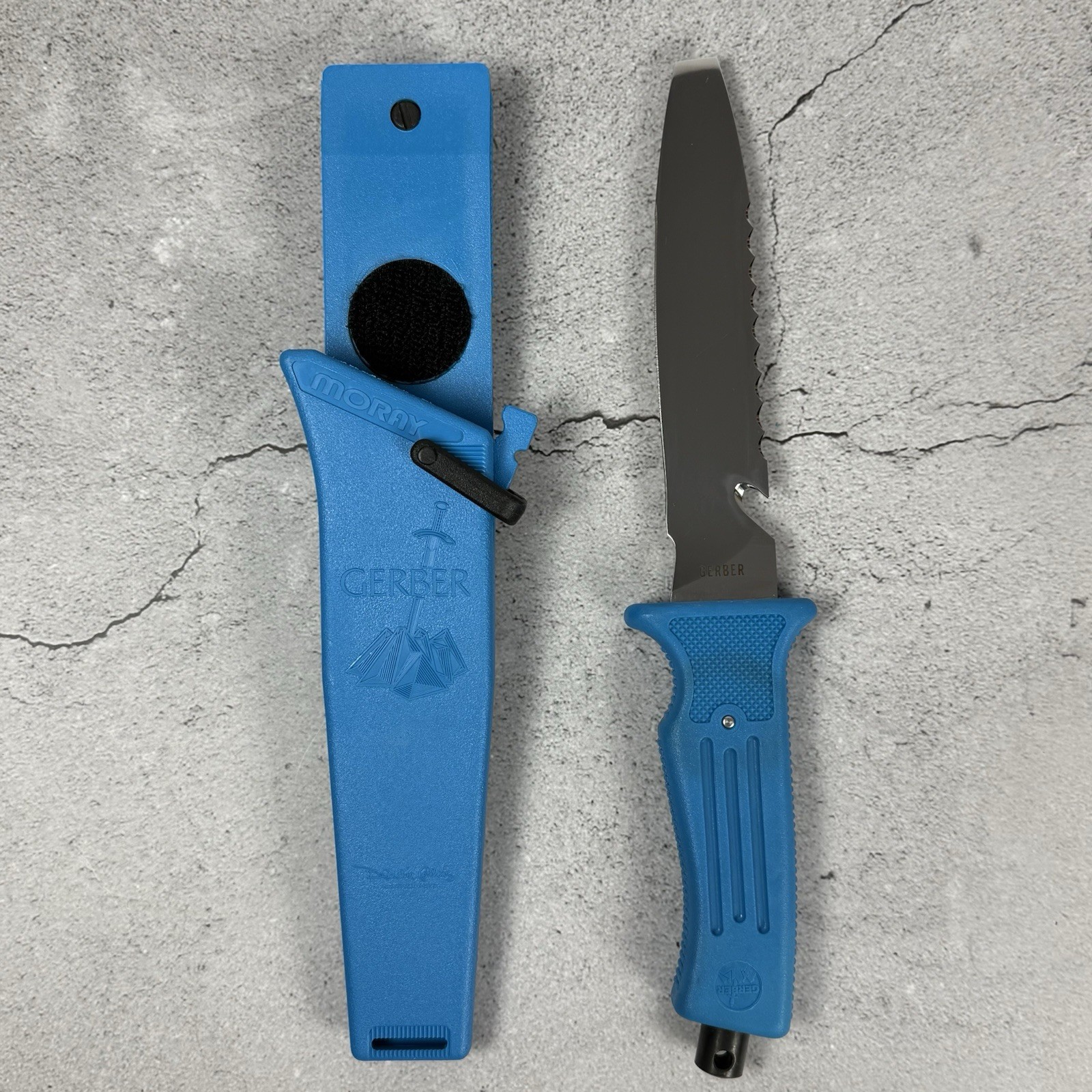 Gerber Moray Vintage Blue Handle Scuba Diving New Old Stock Blackie Collins