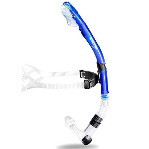 Swim Snorkel for Lap Swimming, Dry Top Front Swimmer Gear for Adult Blue