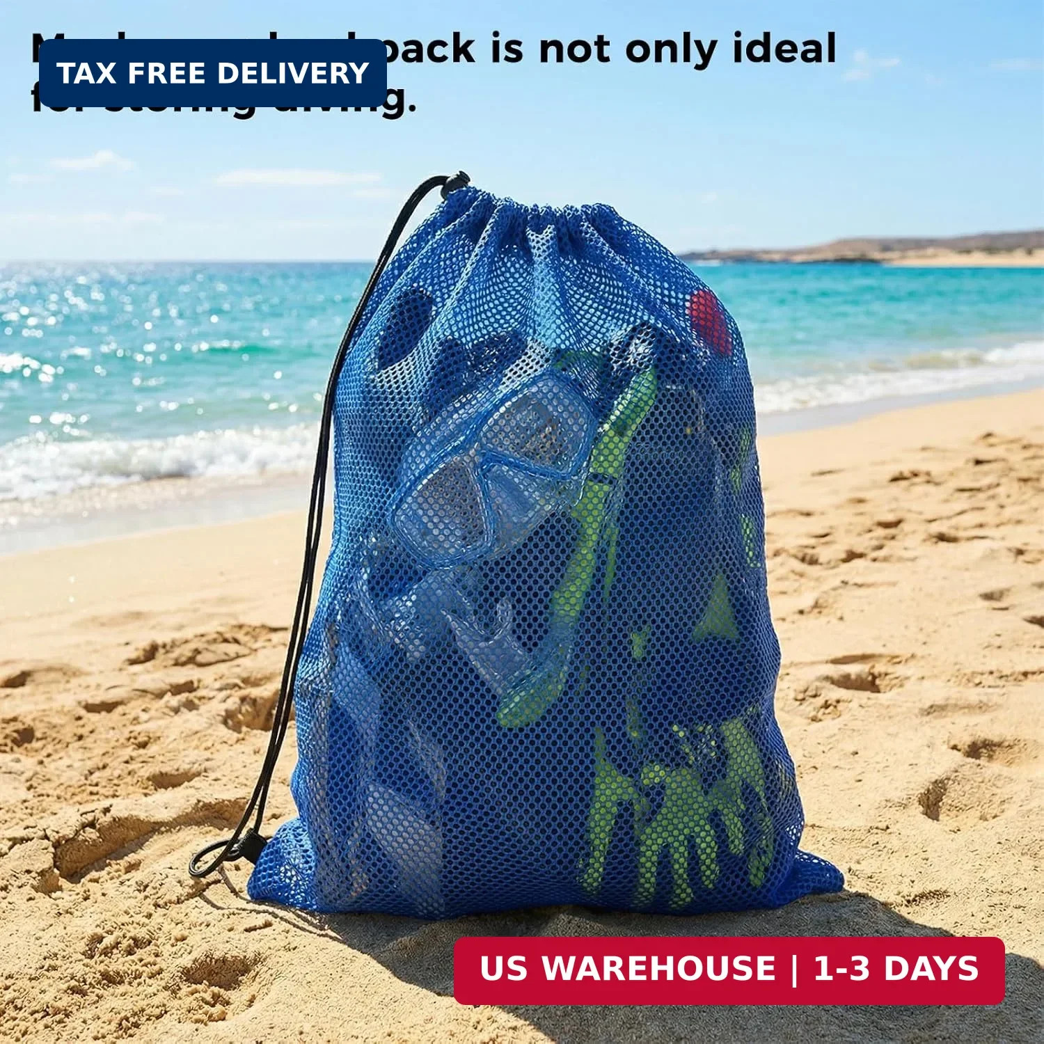 4Pcs Mesh Gear Bag for Snorkel, 19″ x 27″ Large Mesh Swim Bag, Polyester Dive Ba
