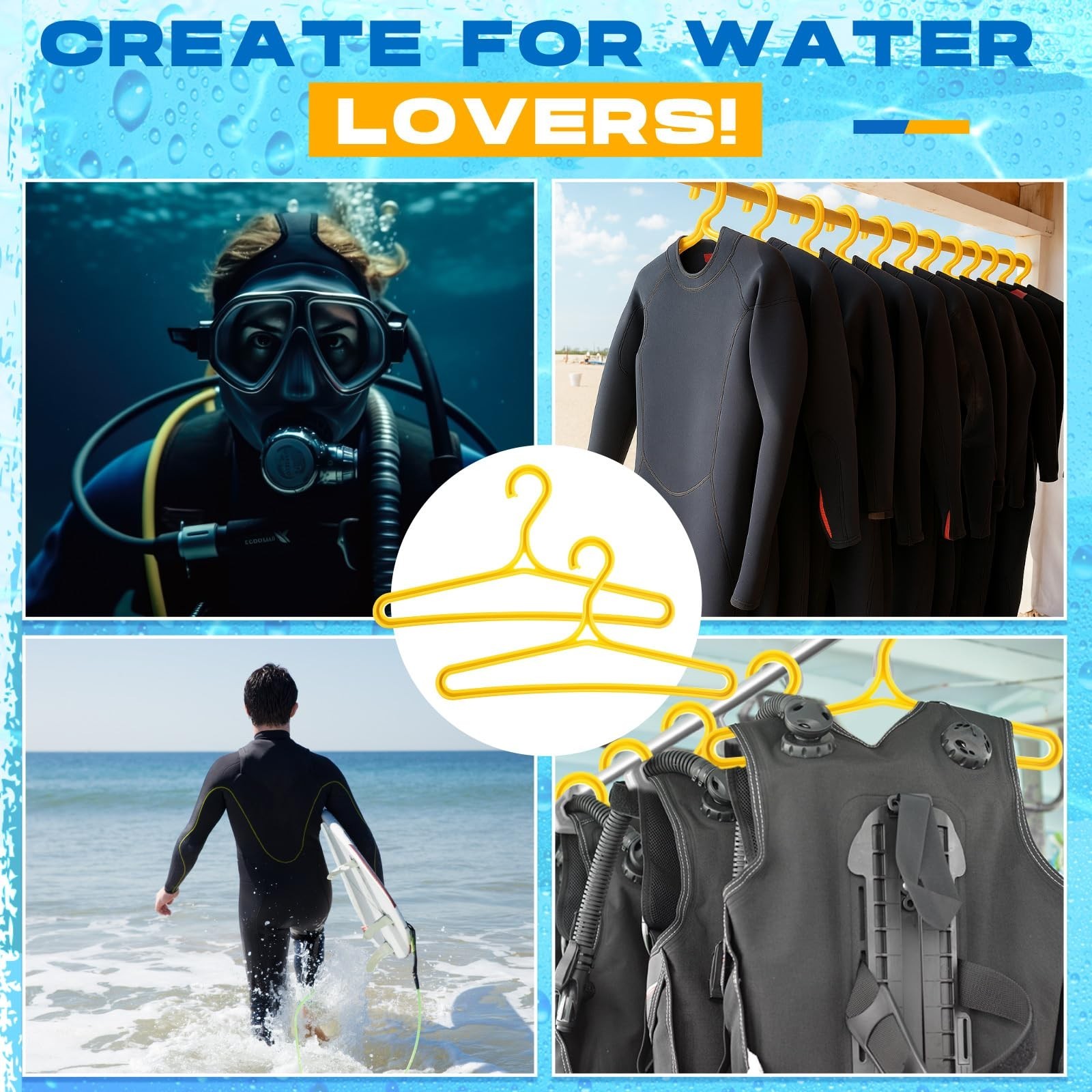 Wetsuit Hangers for Scuba Diving & Surfing – Heavy-Duty Drysuit Hanger with W…
