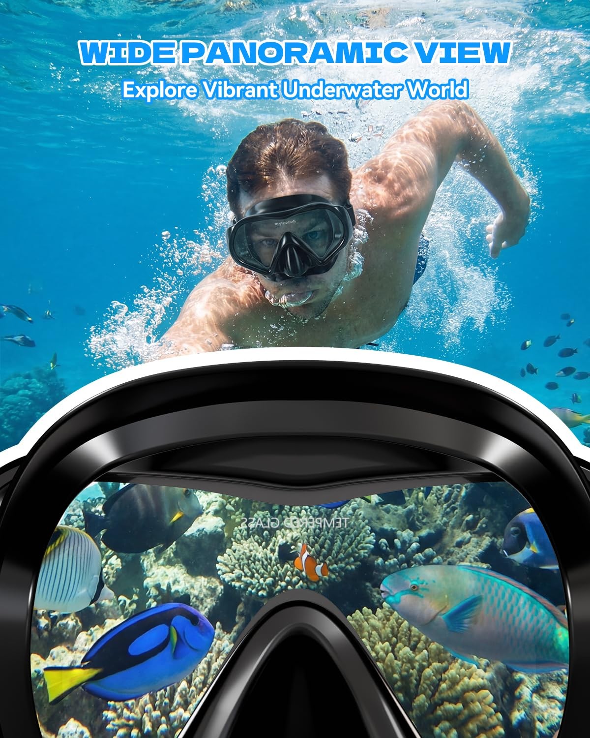 Aegend 2-Pack Snorkel Mask Goggles Nose Cover Adjustable Soft Knitted Strap