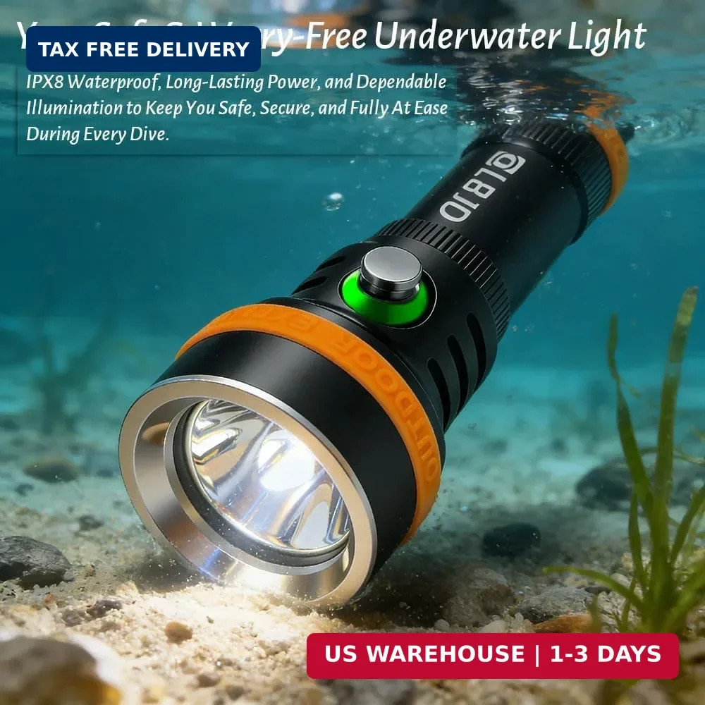 Scuba Diving Light, Super Bright Underwater Flashlight – 6° Narrow Beam for Nigh