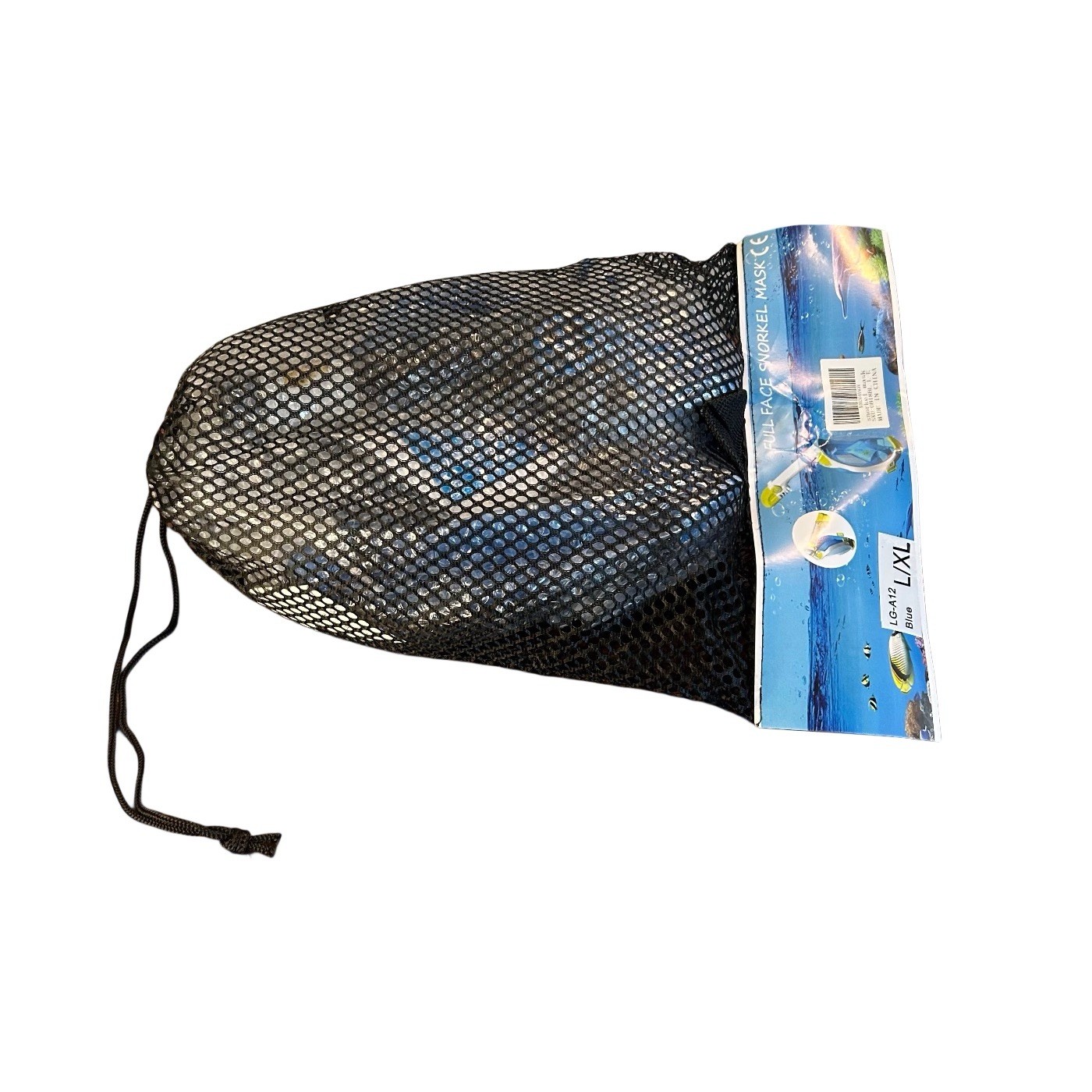 Full Face Snorkel Mask Adult Size L/XL Blue W Storage Bag, Manual, Accessories