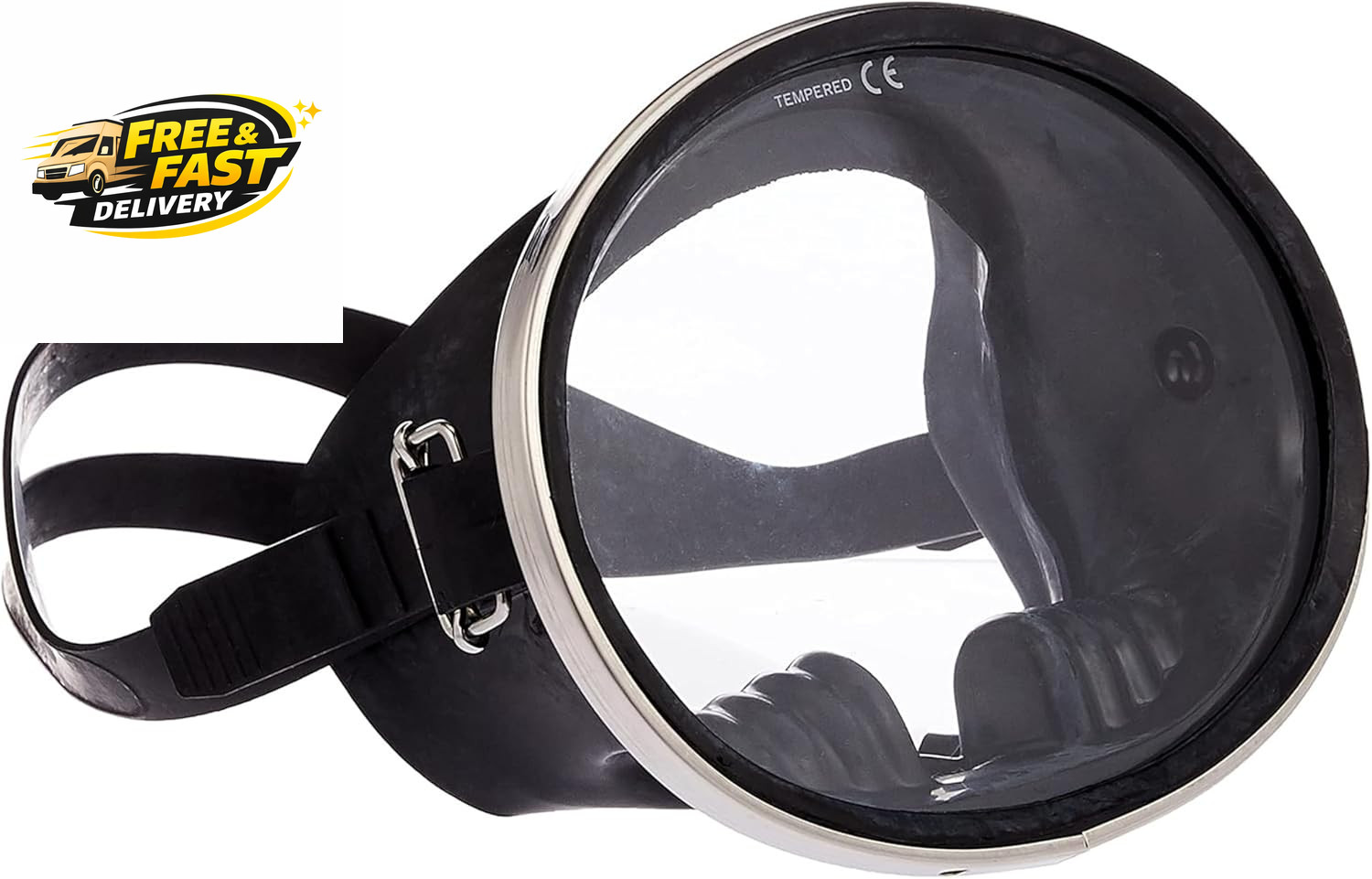 Scuba Diving Mask, Oval Tempered Glass Snorkel Mask with Comfortable Classic Rub